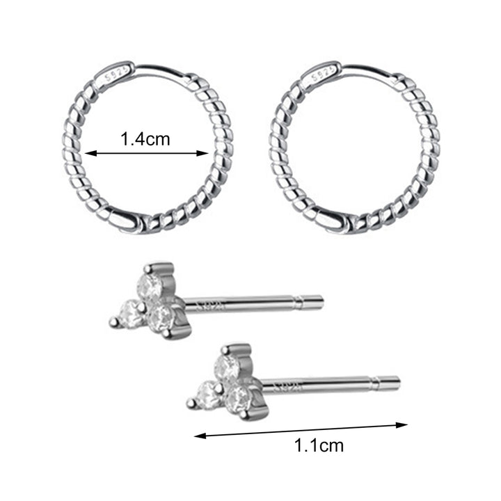 1 Pair Copper Hoop Earring Geometric Cubic Zirconia Circle Braid Hoop Stud Earring for Daily Life Image 11