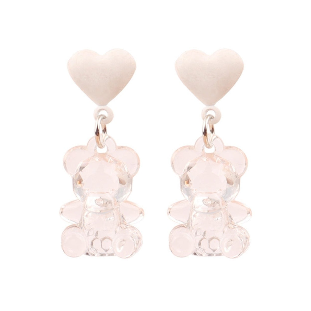 1 Pair Drop Earrings Bear Shape Chic Comfortable Cartoon Sweet Bear Earrings for Gift Image 2