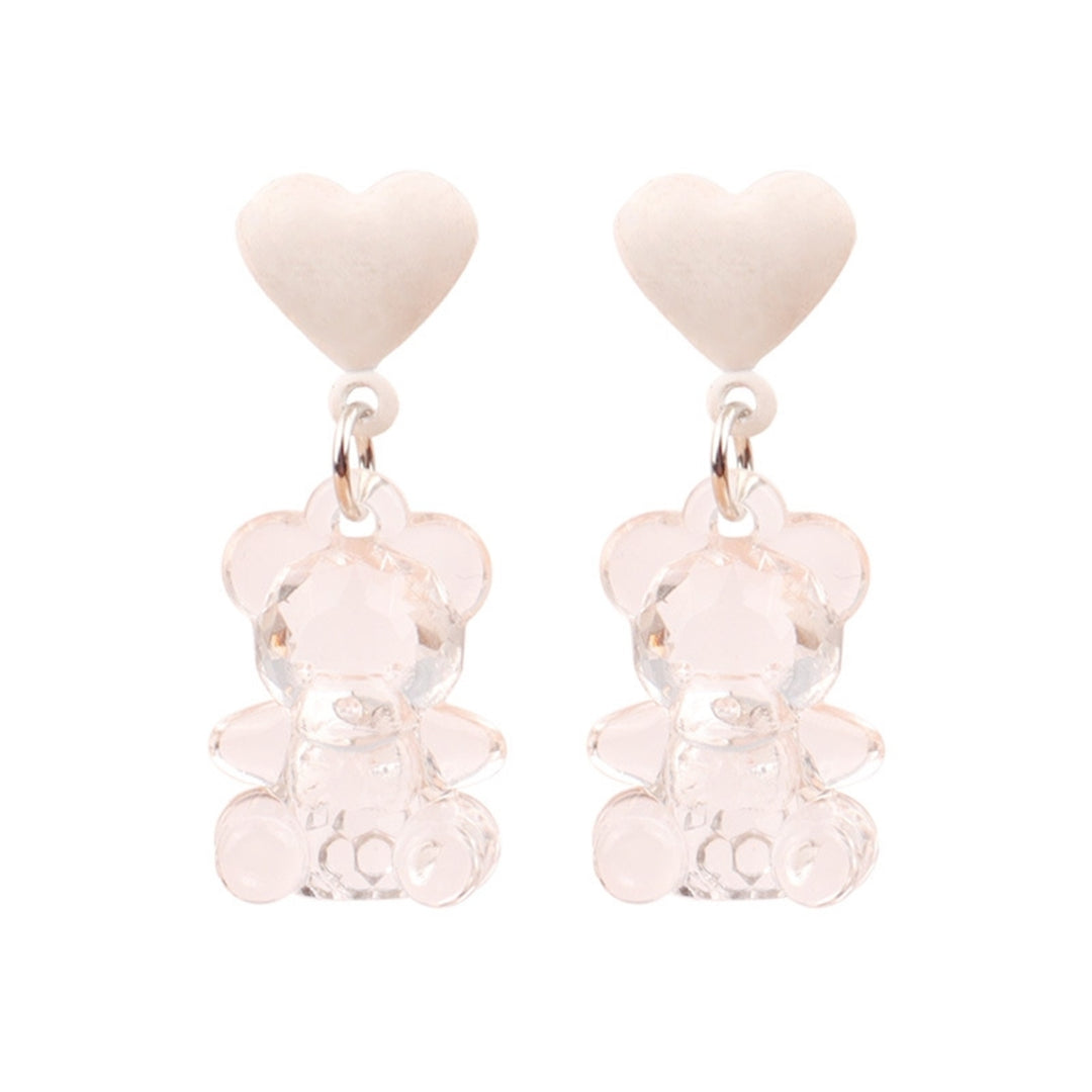 1 Pair Drop Earrings Bear Shape Chic Comfortable Cartoon Sweet Bear Earrings for Gift Image 2