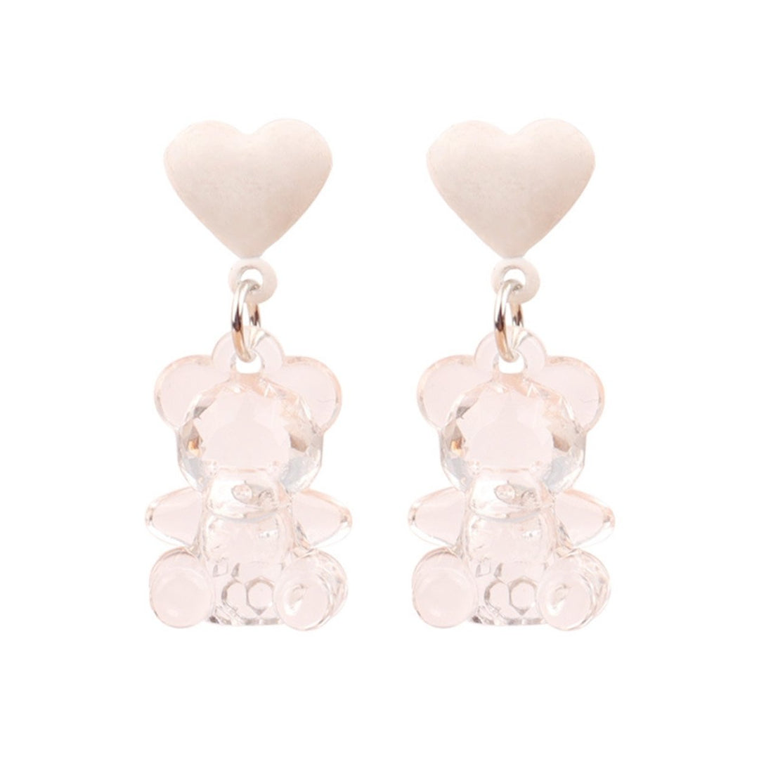 1 Pair Drop Earrings Bear Shape Chic Comfortable Cartoon Sweet Bear Earrings for Gift Image 1