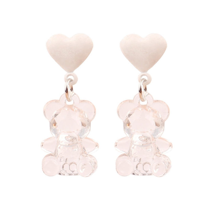 1 Pair Drop Earrings Bear Shape Chic Comfortable Cartoon Sweet Bear Earrings for Gift Image 1