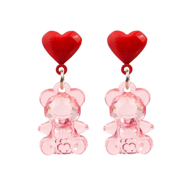 1 Pair Drop Earrings Bear Shape Chic Comfortable Cartoon Sweet Bear Earrings for Gift Image 1