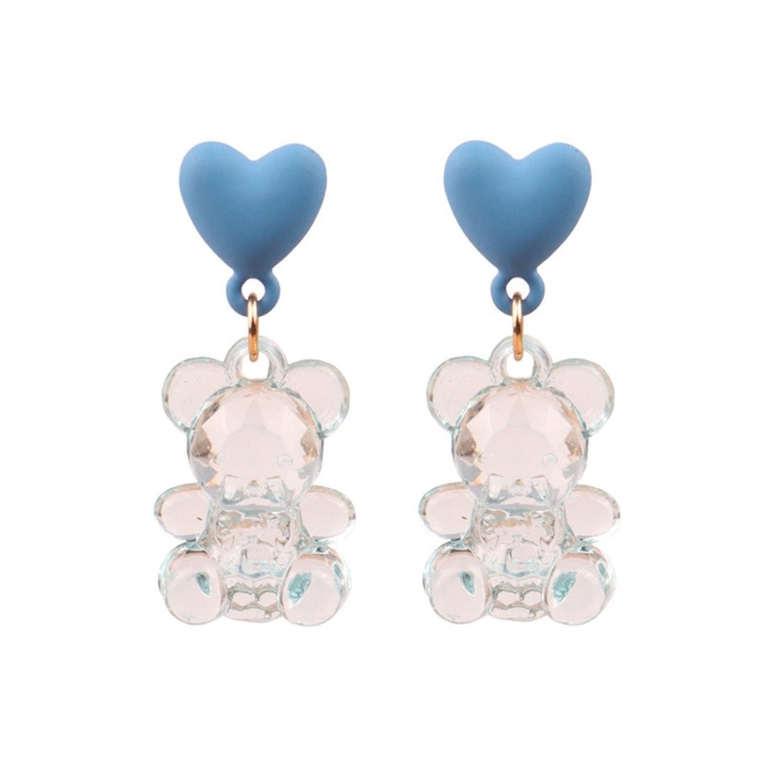 1 Pair Drop Earrings Bear Shape Chic Comfortable Cartoon Sweet Bear Earrings for Gift Image 1