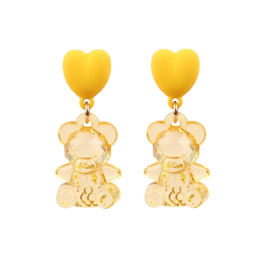 1 Pair Drop Earrings Bear Shape Chic Comfortable Cartoon Sweet Bear Earrings for Gift Image 4