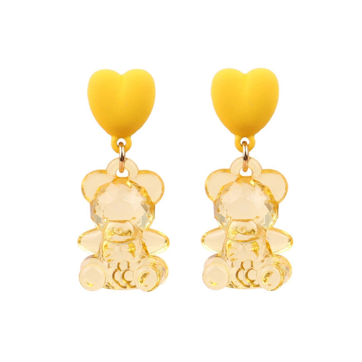 1 Pair Drop Earrings Bear Shape Chic Comfortable Cartoon Sweet Bear Earrings for Gift Image 4