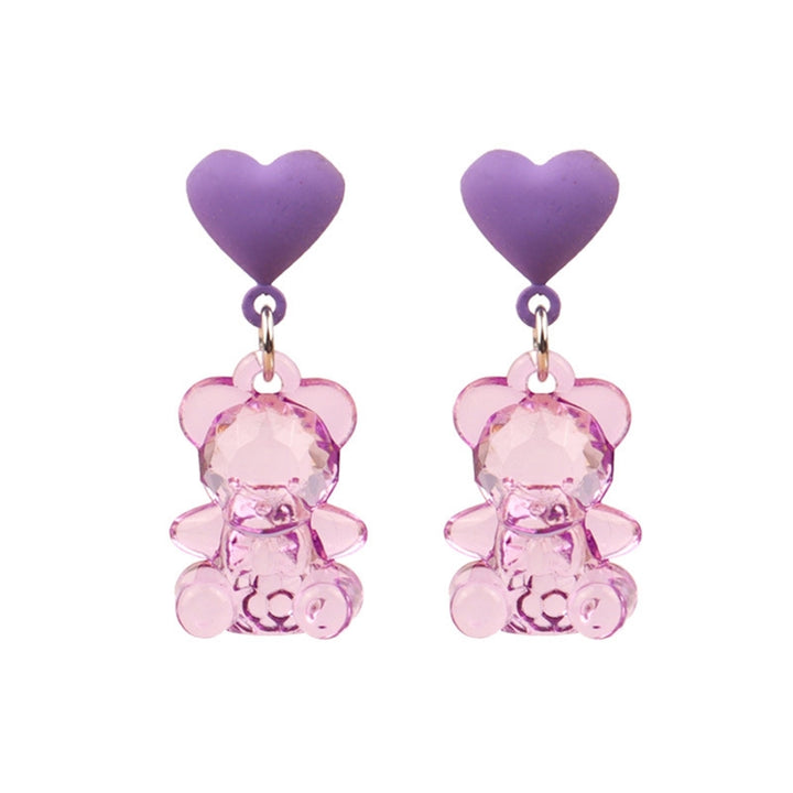 1 Pair Drop Earrings Bear Shape Chic Comfortable Cartoon Sweet Bear Earrings for Gift Image 6