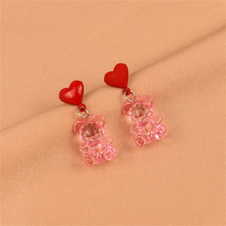 1 Pair Drop Earrings Bear Shape Chic Comfortable Cartoon Sweet Bear Earrings for Gift Image 8