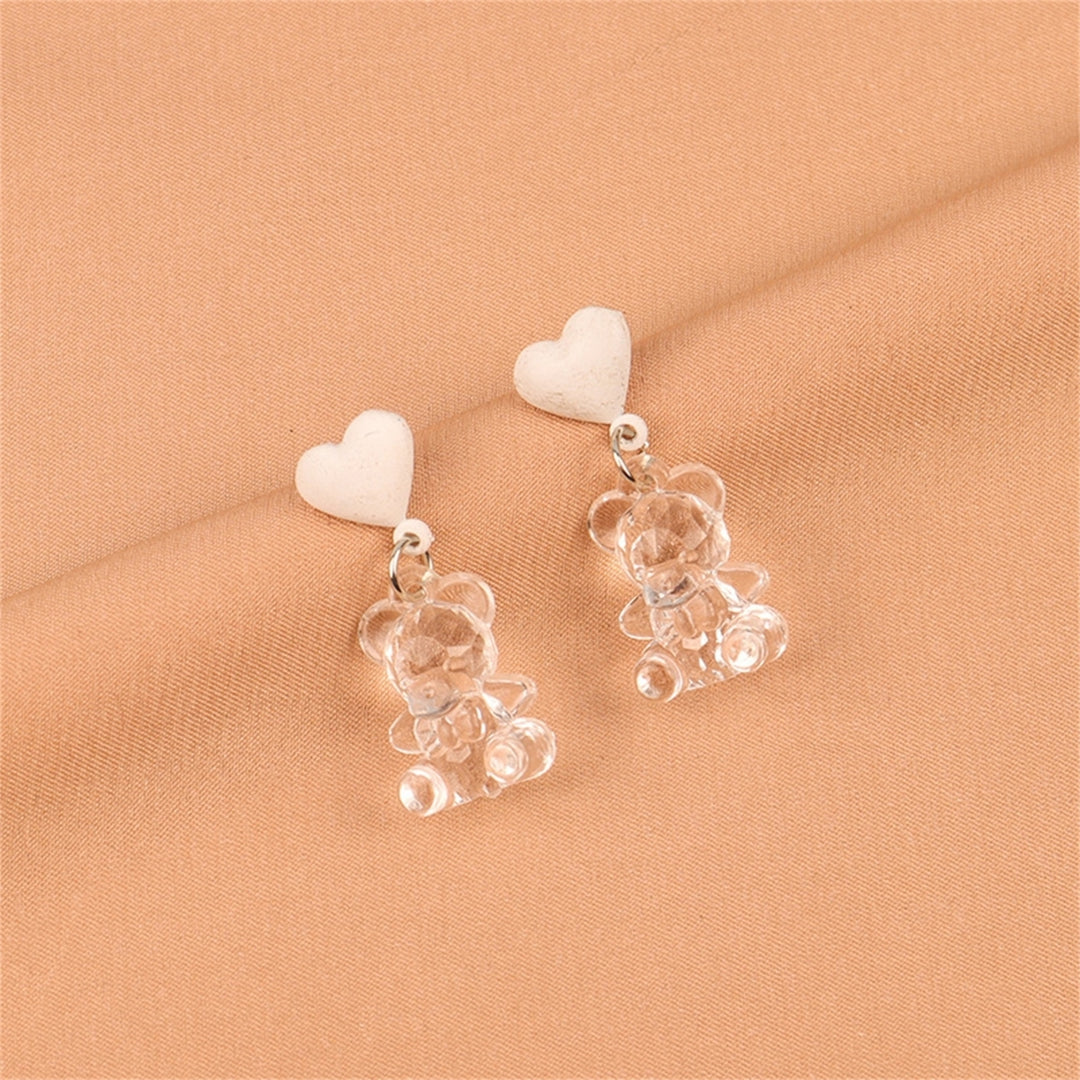 1 Pair Drop Earrings Bear Shape Chic Comfortable Cartoon Sweet Bear Earrings for Gift Image 9