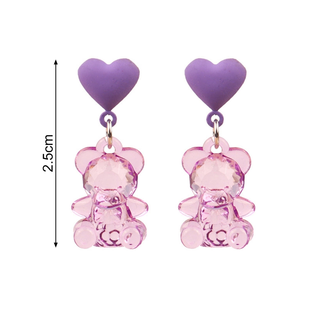 1 Pair Drop Earrings Bear Shape Chic Comfortable Cartoon Sweet Bear Earrings for Gift Image 10
