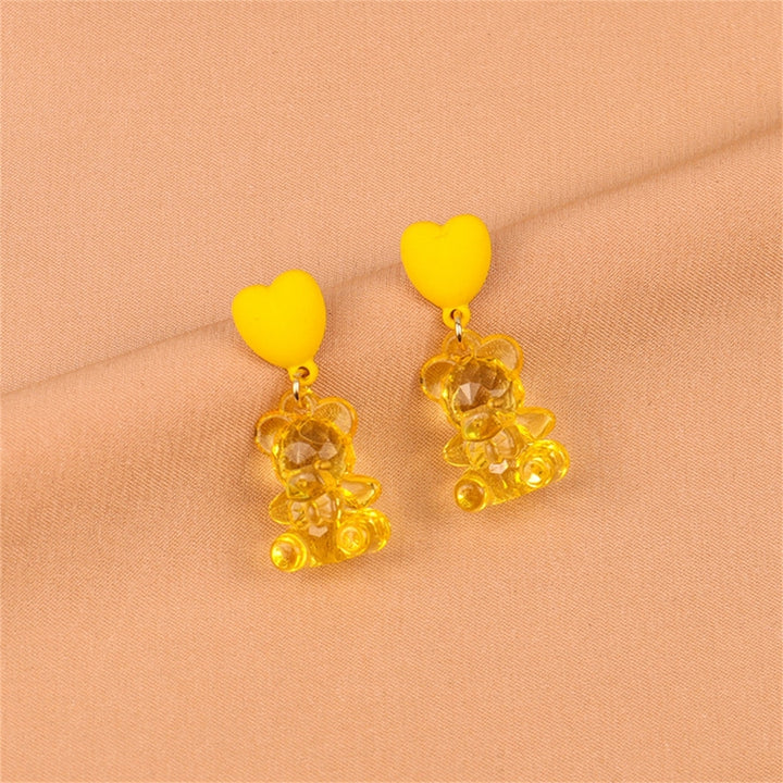 1 Pair Drop Earrings Bear Shape Chic Comfortable Cartoon Sweet Bear Earrings for Gift Image 12