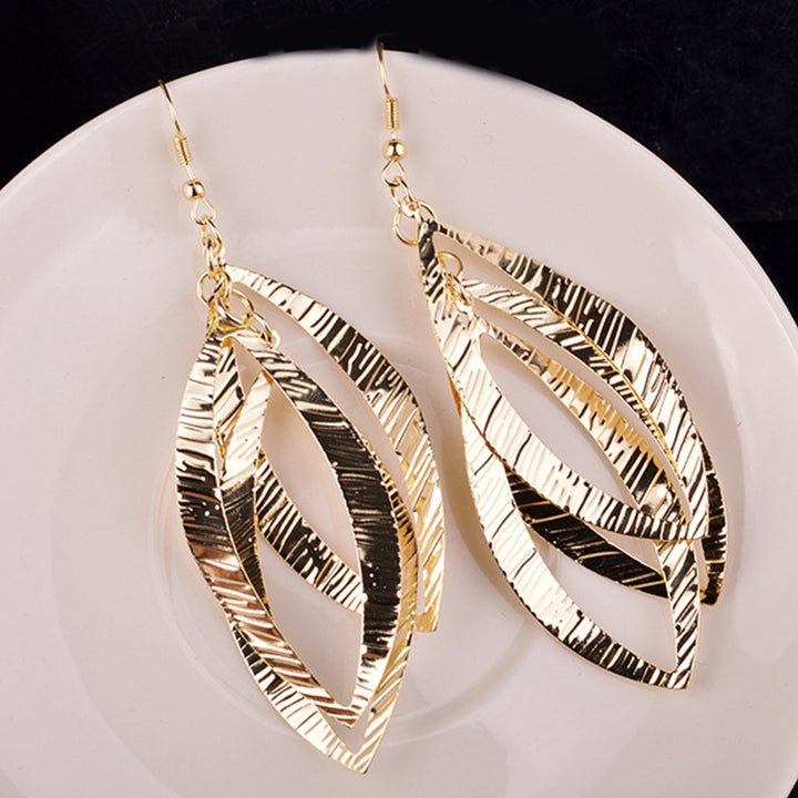 1 Pair Drop Earrings Skin-friendly Corrosion Resistant Alloy Anti-fade Long Chain Leaf Earrings for Women Image 1