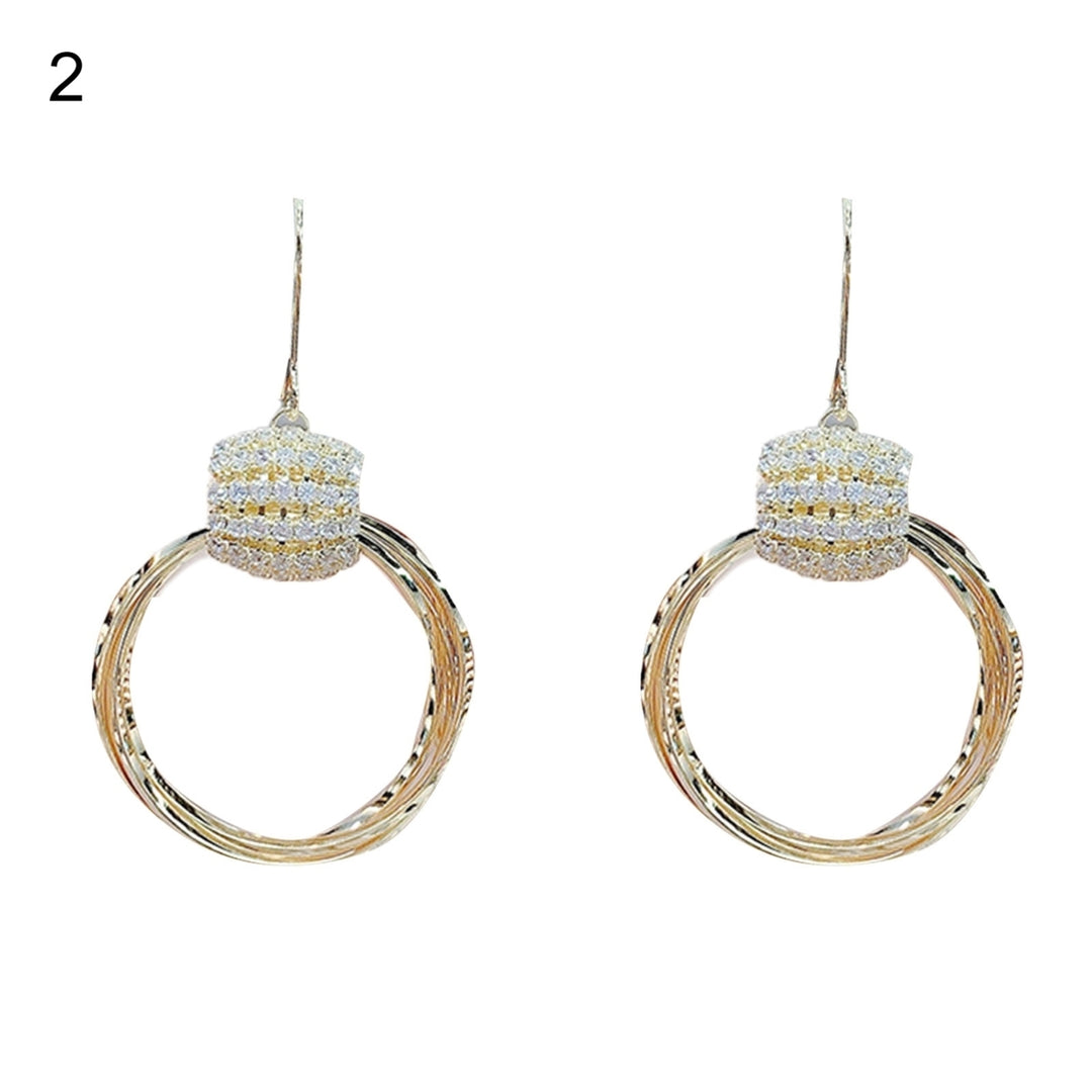 1 Pair Long Dangle Earrings Geometric Flower Bow-knot Shaped Pendant Korean Style Piercing Fashion Gold Color Multi-type Image 3