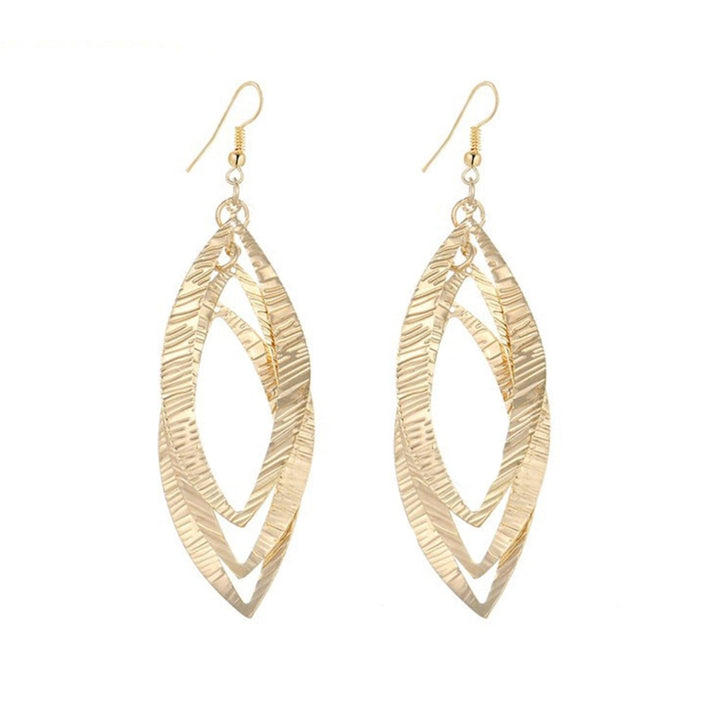 1 Pair Drop Earrings Skin-friendly Corrosion Resistant Alloy Anti-fade Long Chain Leaf Earrings for Women Image 1