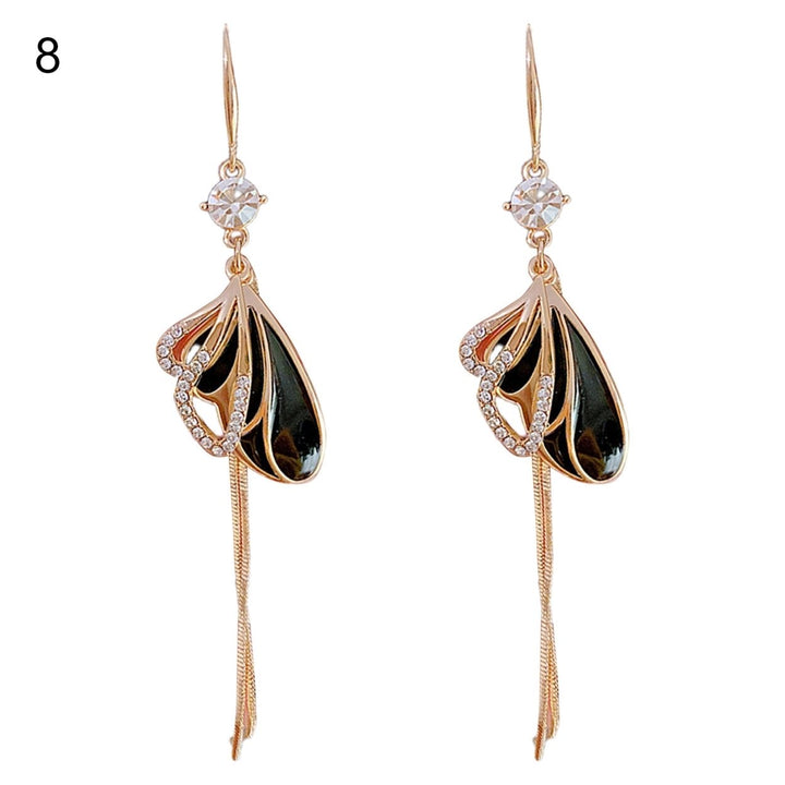 1 Pair Long Dangle Earrings Geometric Flower Bow-knot Shaped Pendant Korean Style Piercing Fashion Gold Color Multi-type Image 1