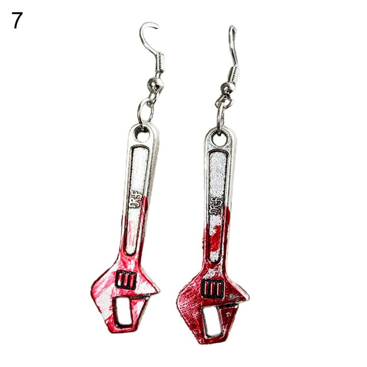 1 Pair Dangle Earrings Horrible Blood Scissors Jewelry Bloodstained Sword Axe Saw Hook Earrings for Halloween Image 8