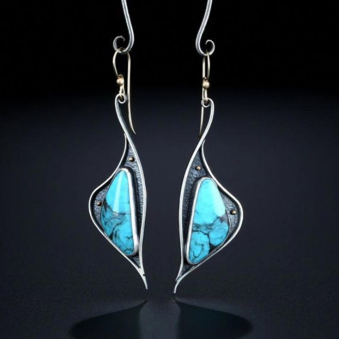 1 Pair Hook Earrings Blue Pendant Faux Turquoise Jewelry Electroplating Long Lasting Drop Earrings for Wedding Image 1