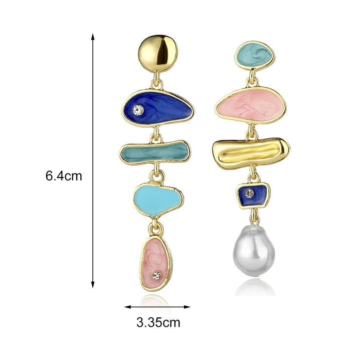 1 Pair Dangle Earrings Multicolor Rhinestones Jewelry Exquisite All Match Colorful Stud Earrings for Dating Image 4