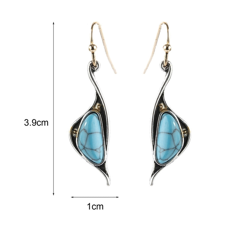 1 Pair Hook Earrings Blue Pendant Faux Turquoise Jewelry Electroplating Long Lasting Drop Earrings for Wedding Image 4