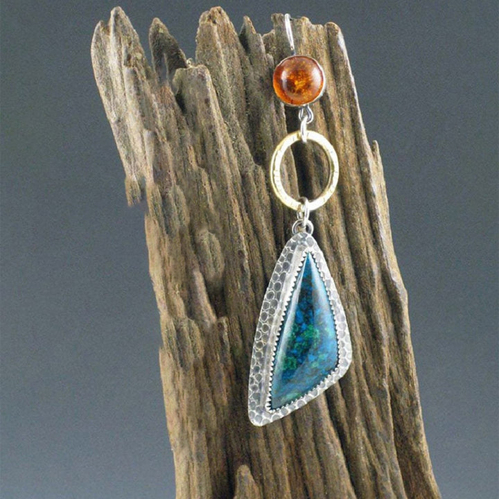 1 Pair Women Earrings Geometry Shape Pendant Triangle Faux Turquoise Jewelry Lightweight Electroplating Hook Earrings Image 4