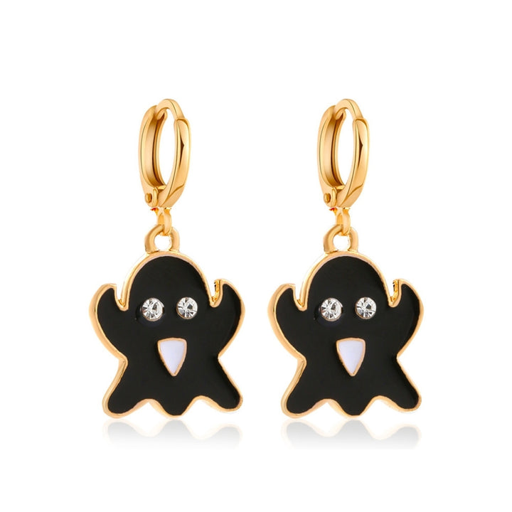1 Pair Ghost Pendant Halloween Earrings Candy Color Alloy Rhinestone Women Enamel Earrings Party Jewelry Image 2