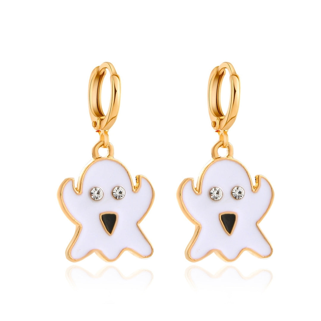 1 Pair Ghost Pendant Halloween Earrings Candy Color Alloy Rhinestone Women Enamel Earrings Party Jewelry Image 3