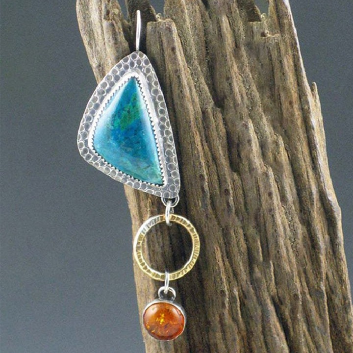 1 Pair Women Earrings Geometry Shape Pendant Triangle Faux Turquoise Jewelry Lightweight Electroplating Hook Earrings Image 6