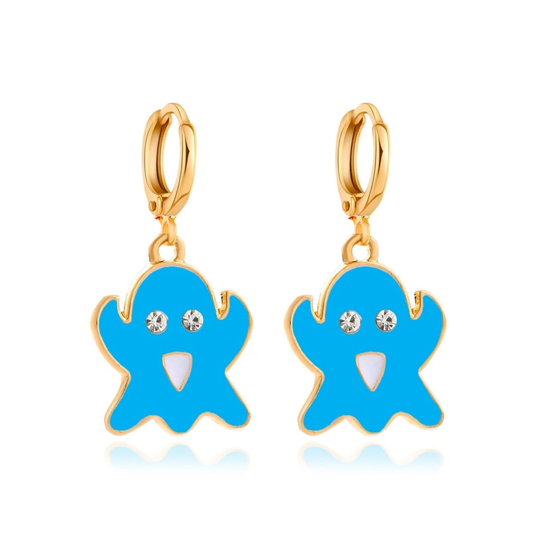 1 Pair Ghost Pendant Halloween Earrings Candy Color Alloy Rhinestone Women Enamel Earrings Party Jewelry Image 1
