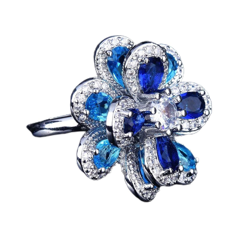 Women Ear Studs Camellia Shape Colored Cubic Zirconia Jewelry Shiny Rhinestones Stud Earrings Bracelet Ring Pendant for Image 2