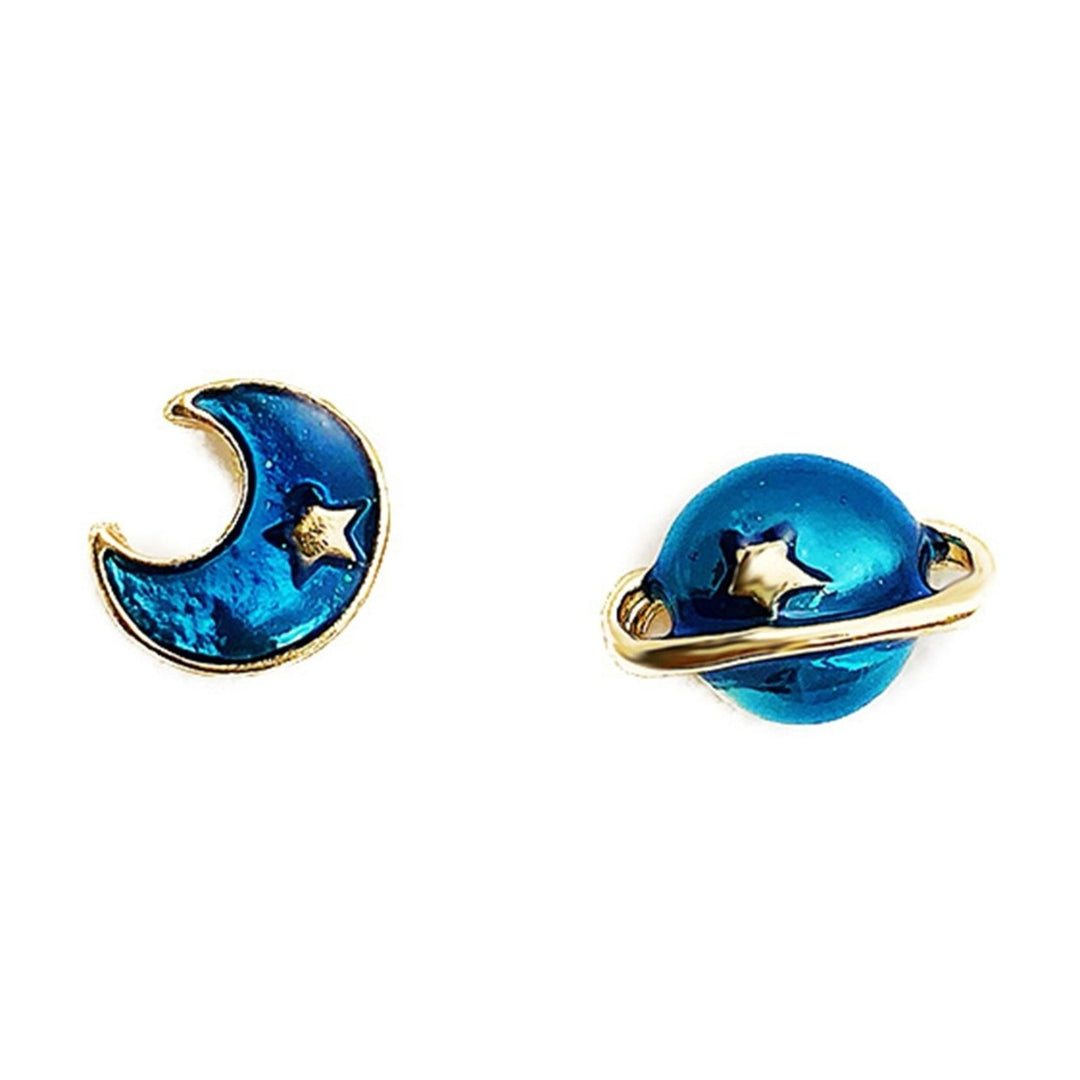 1 Pair Women Earrings Exquisite Anti-rust Alloy Skin-friendly Charming Moon Stars Dangle Earrings for Party Image 11