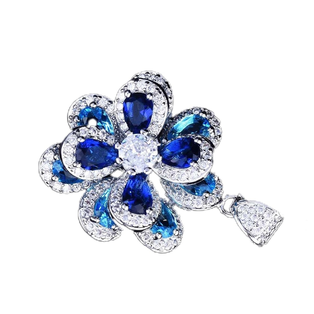 Women Ear Studs Camellia Shape Colored Cubic Zirconia Jewelry Shiny Rhinestones Stud Earrings Bracelet Ring Pendant for Image 4