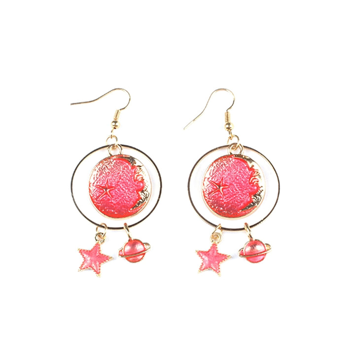 1 Pair Girls Drop Earrings Cartoon Planet Star Exquisite Jewelry Exquisite All Match Clip Earrings for Daily Wear Image 9