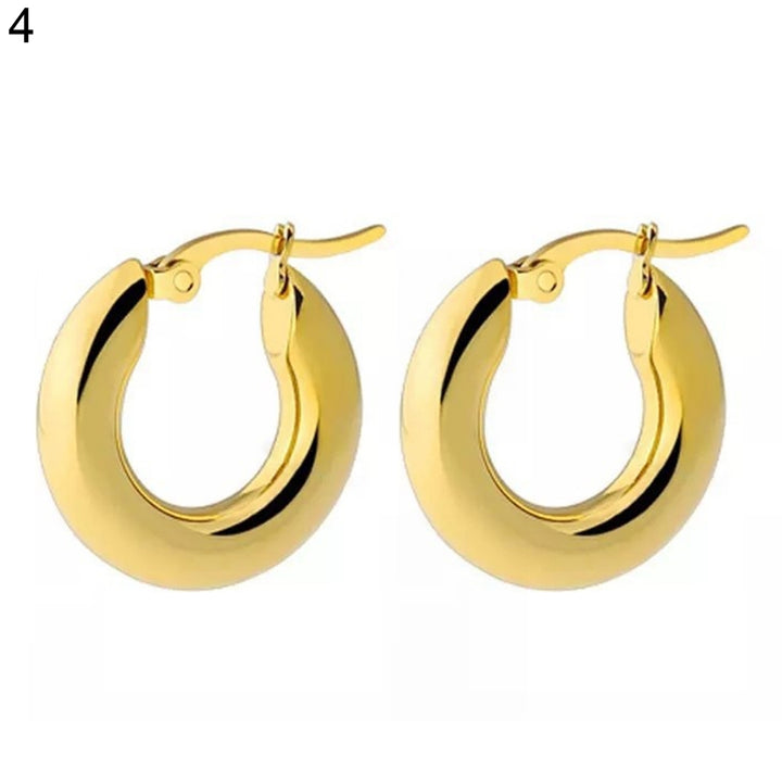 1 Pair Women Hoop Earrings Round Thicken Exaggerated All Match Solid Punk Earrings Jewelry Accessories Image 4