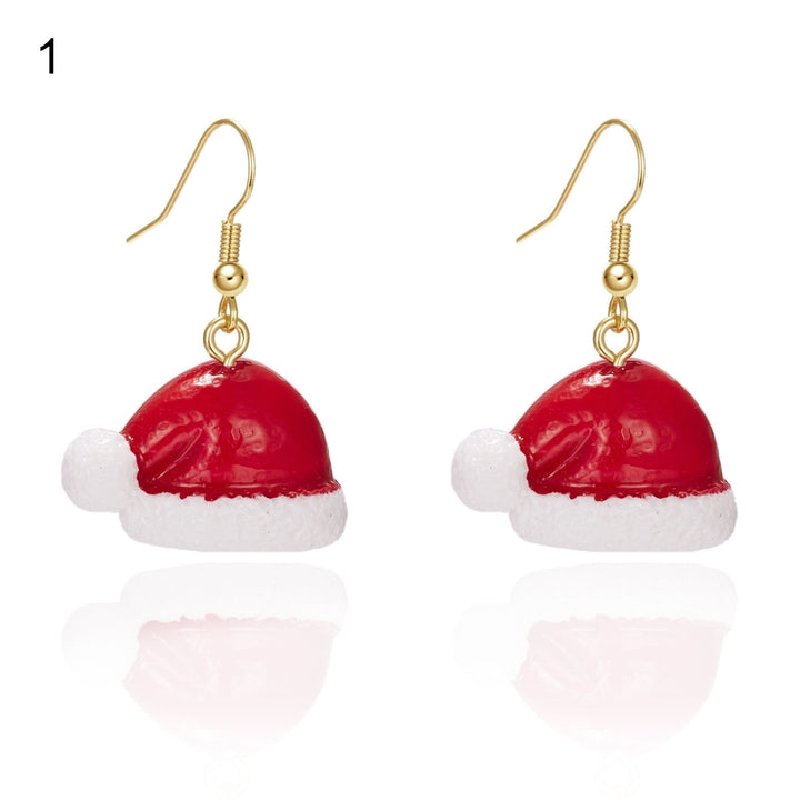 1 Pair Women Earrings Santa Claus All Match Jewelry Tree Snowman Socks House Pendant Hook Earrings for Christmas Image 2
