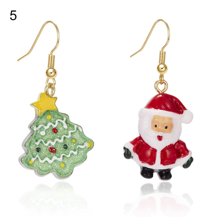 1 Pair Women Earrings Santa Claus All Match Jewelry Tree Snowman Socks House Pendant Hook Earrings for Christmas Image 6