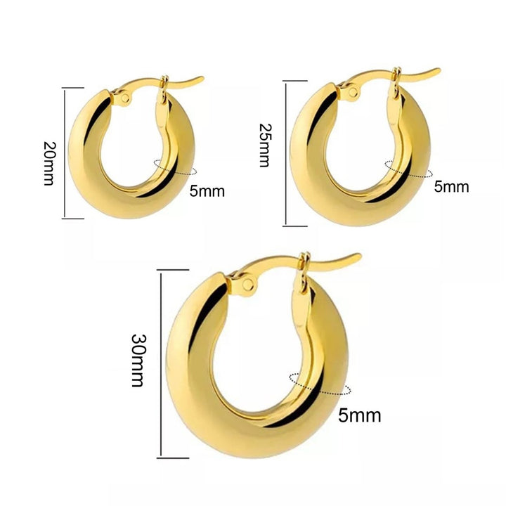 1 Pair Women Hoop Earrings Round Thicken Exaggerated All Match Solid Punk Earrings Jewelry Accessories Image 11