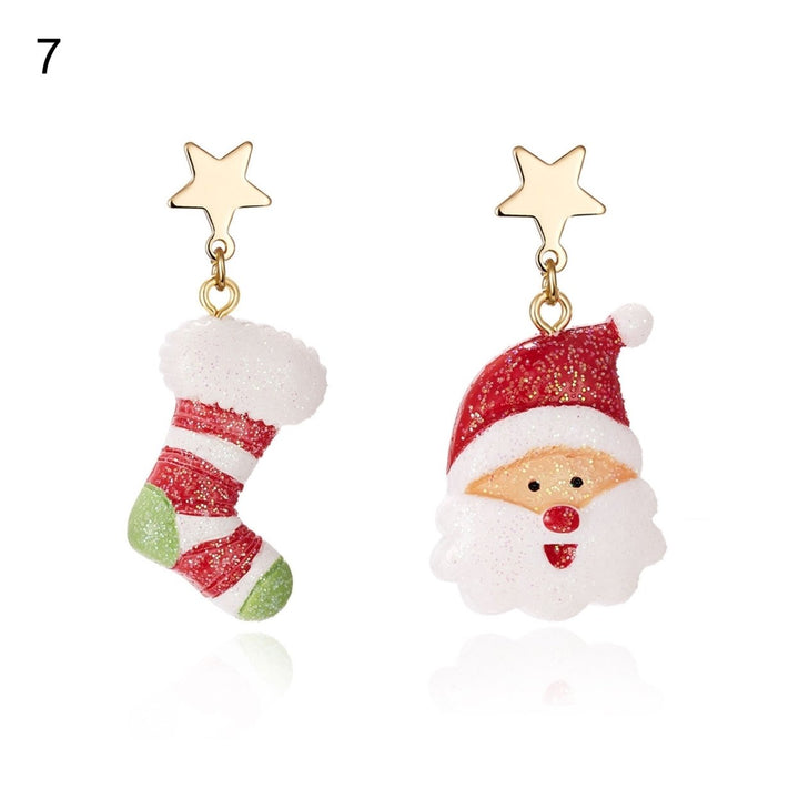 1 Pair Women Earrings Santa Claus All Match Jewelry Tree Snowman Socks House Pendant Hook Earrings for Christmas Image 8