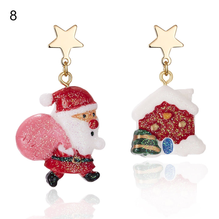 1 Pair Women Earrings Santa Claus All Match Jewelry Tree Snowman Socks House Pendant Hook Earrings for Christmas Image 9