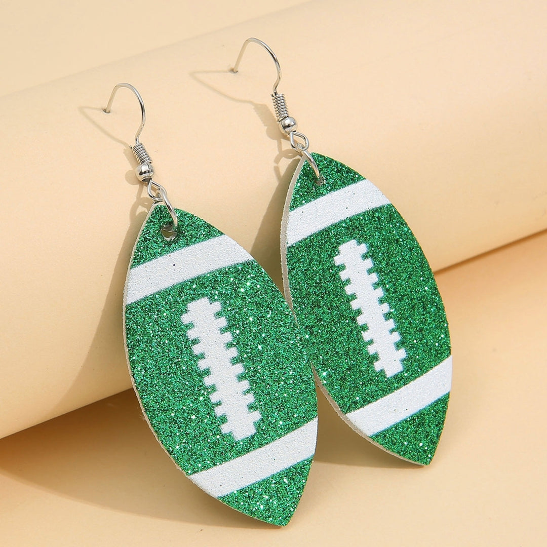 Women Dangle Earrings Football Shape Glitter Jewelry Shiny Bright Color Hook Earrings for Daily Wear Image 12