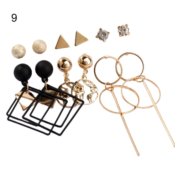 1 Set Geometric Hoop Earrings Eye-catching Metal Mother Day Dangle Earrings for Party Image 7