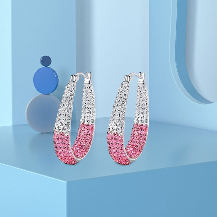 1 Pair Rhinestone Decorative Hoop Earring Alloy Valentine Day Huggie Earrings for Women Image 4