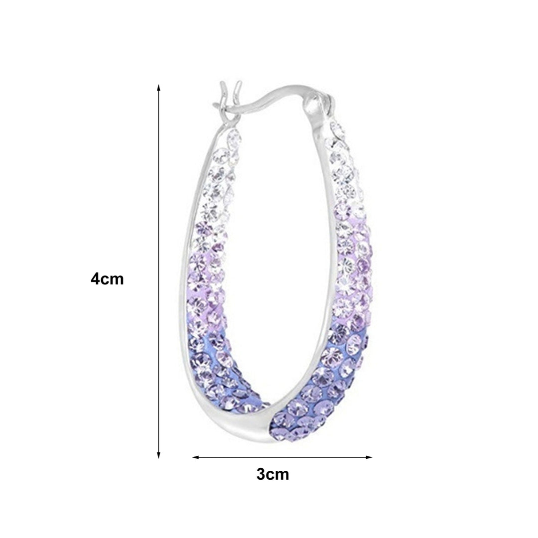 1 Pair Rhinestone Decorative Hoop Earring Alloy Valentine Day Huggie Earrings for Women Image 4