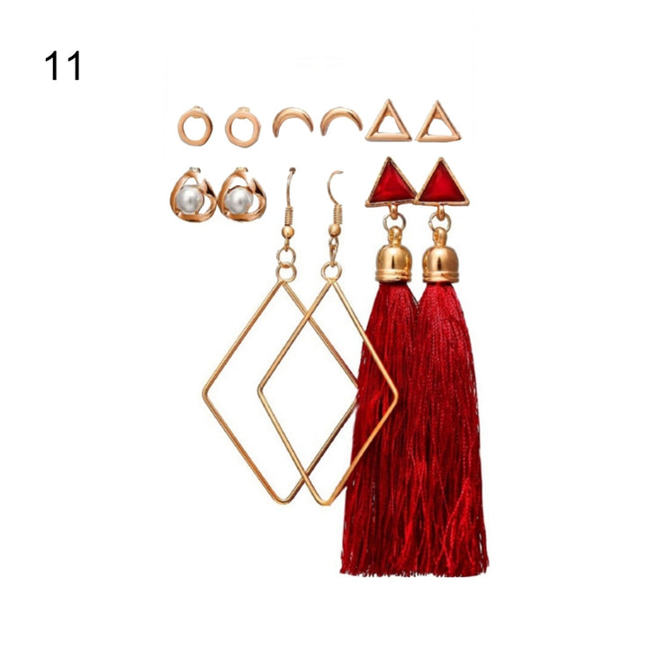 1 Set Geometric Hoop Earrings Eye-catching Metal Mother Day Dangle Earrings for Party Image 9