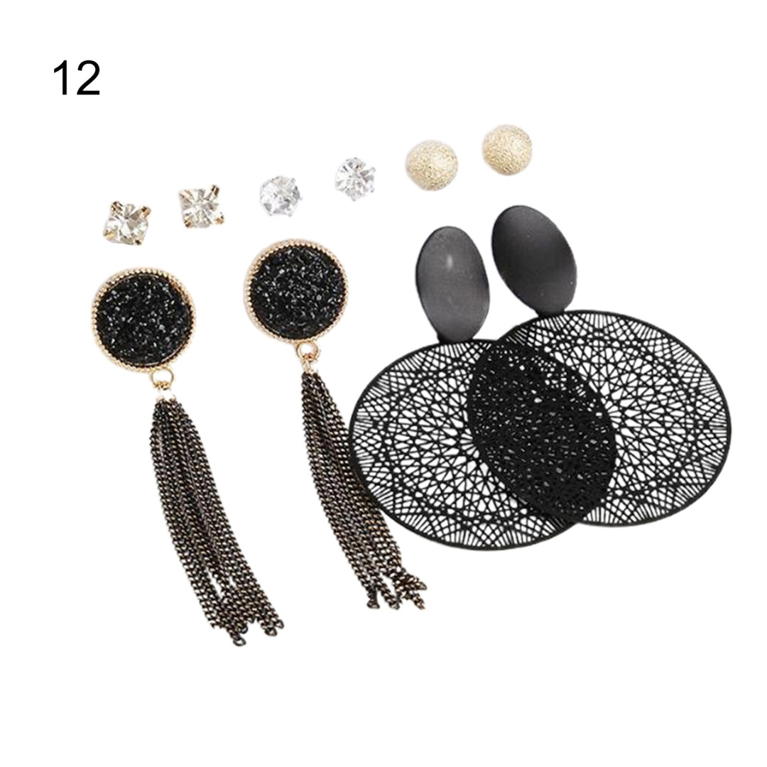 1 Set Geometric Hoop Earrings Eye-catching Metal Mother Day Dangle Earrings for Party Image 10
