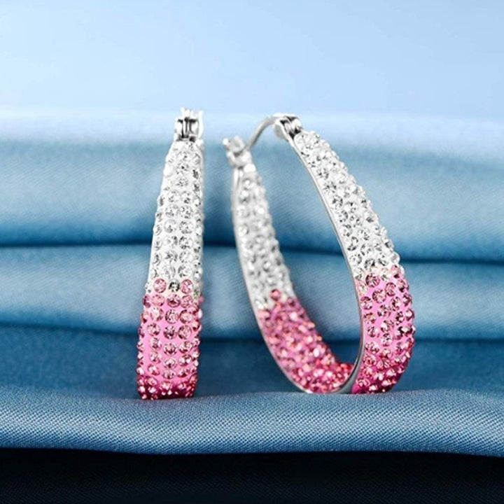 1 Pair Rhinestone Decorative Hoop Earring Alloy Valentine Day Huggie Earrings for Women Image 7