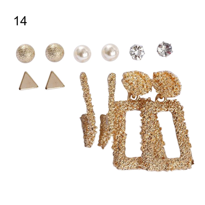 1 Set Geometric Hoop Earrings Eye-catching Metal Mother Day Dangle Earrings for Party Image 12