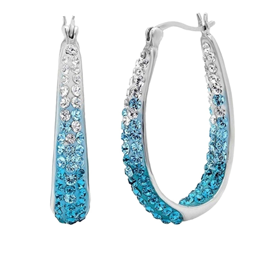 1 Pair Rhinestone Decorative Hoop Earring Alloy Valentine Day Huggie Earrings for Women Image 1