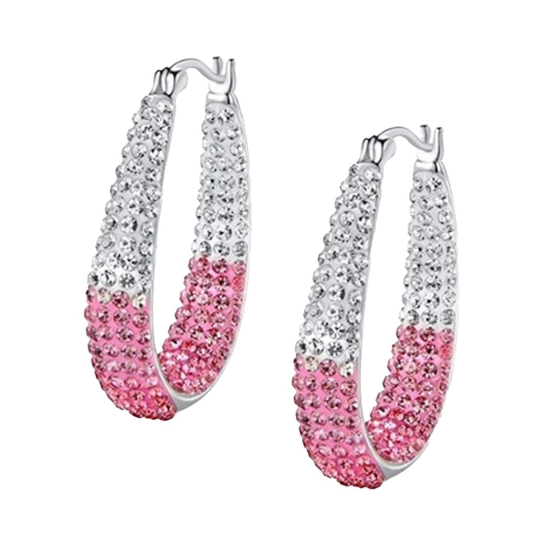 1 Pair Rhinestone Decorative Hoop Earring Alloy Valentine Day Huggie Earrings for Women Image 11