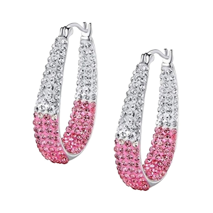 1 Pair Rhinestone Decorative Hoop Earring Alloy Valentine Day Huggie Earrings for Women Image 1