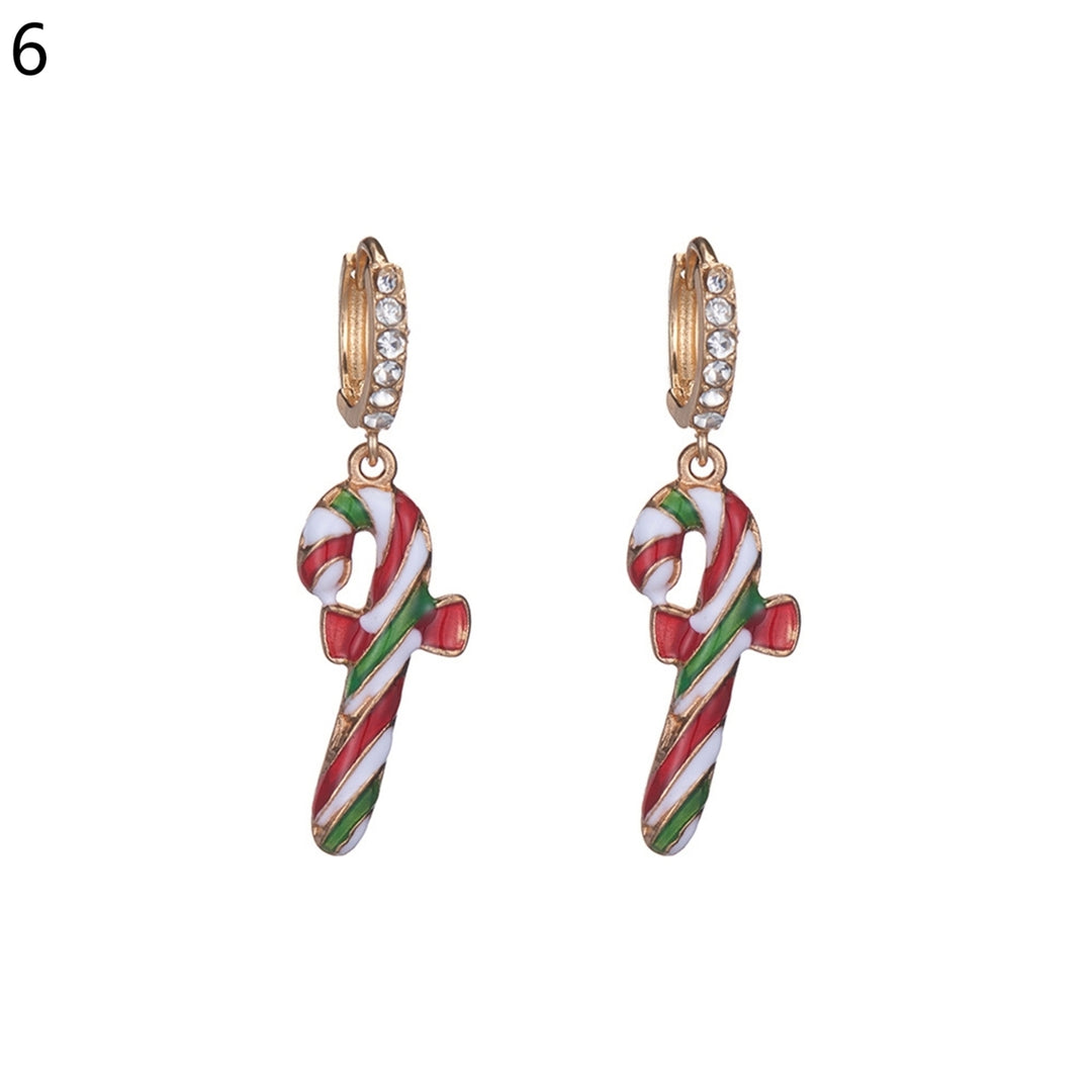 1 Pair Christmas Earrings Snowflake Cute Women Cartoon Crutch Pendant Dangle Earrings for Party Image 7