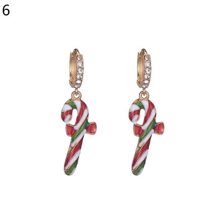 1 Pair Christmas Earrings Snowflake Cute Women Cartoon Crutch Pendant Dangle Earrings for Party Image 7